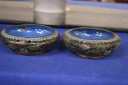 A pair of Japanese cloisonne bowls.