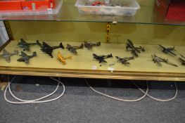 A collection of model aeroplanes.