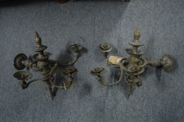 A good pair of ormolu classical style three branch wall lights.