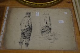 Pencil studies of a standing man, signed, unframed.