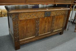 An 18th century oak coffer.