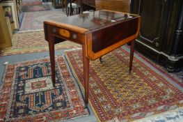 A good George III mahogany and satinwood banded Pembroke table.