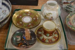 Continental porcelain coffee cup and saucer and other decorative Continental china.