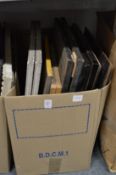 A box of assorted paintings, prints, engravings etc.