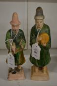 Two Chinese Sancai glazed pottery figures.