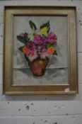 Still life of flowers in a vase, oil on canvas.