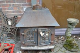 A large cast iron log burner.