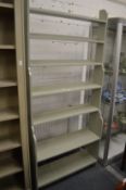 An Oka green painted free standing open bookcase.