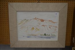 Abstract mountainous landscape, watercolour.