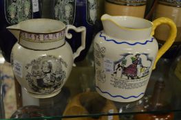 A jug depicting Lord Nelson together with another jug.