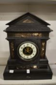 A large Victorian slate mantle clock.