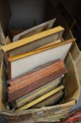 A box of assorted paintings, prints, engravings etc.