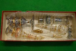 A collection of five glass perfume bottles (af).