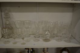 Cut glass drinking glasses, small decanter etc.