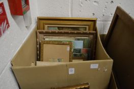 A box of assorted paintings, prints, engravings etc.