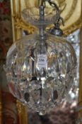A cut glass small chandelier.