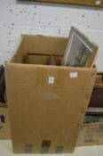 A box of assorted paintings, prints, engravings etc.