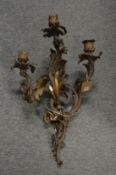 A good large ormolu three light wall sconce.