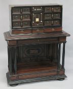 A VERY GOOD 19TH CENTURY CONTINENTAL ROSEWOOD, EBONY AND IVORY INLAID VARGUENO
