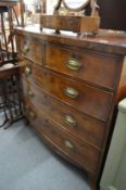 A 19th century mahogany bow front chest of drawers.