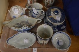 Various items of Chinese and Japanese blue and white porcelain.