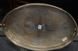 A plated gallery twin handled tray.