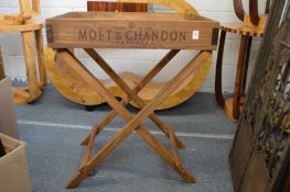 A novelty pine butlers tray on stand.