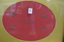 Five silver hunting related brooches, framed and glazed.