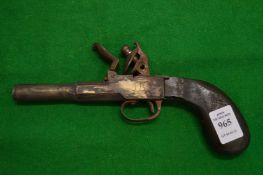 A pocket flintlock pistol.