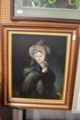 A young lady wearing a bonnet, oil on board.