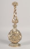 A VERY FINE AND LARGE EARLY 19TH CENTURY NORTH INDIAN LUCKNOW SILVER GILT ROSEWATER SPRINKLER,