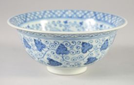 A CHINESE BLUE AND WHITE PORCELAIN BOWL, with foliate decoration, 15.5cm diameter.