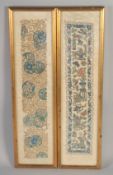 TWO 19TH CENTURY CHINESE TEXTILES of scholar's subjects and flowers, uniformly framed and glazed,