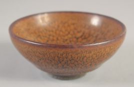 A CHINESE JIANZHAN GLAZED POTTERY BOWL, 10.5cm diameter.