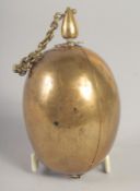 A 19TH CENTURY INDIAN BRASS TRAVELLING SCRIBES BOX, opening to reveal inkwell and two