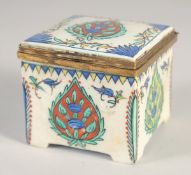A 19TH CENTURY FRENCH SAMSON KUTAHYA STYLE PORCELAIN INKWELL, with polychrome floral motifs and