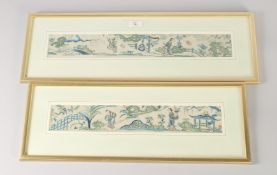 A PAIR OF 19TH CENTURY CHINESE PANELS ON SILK, with female figures and boys, framed and glazed,