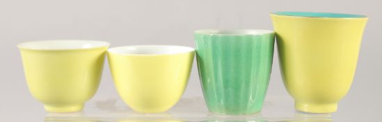 A SMALL COLLECTION OF CHINESE MONOCHROME WINE CUPS, various sizes (4).