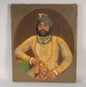 CIRCA 1900, A PORTRAIT OF JASWANT SINGH II OF JODHPUR, oil on canvas, 55 x 46cm, unframed.