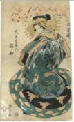EISEN KEISAI (1760-1848): THREE EARLY 20TH CENTURY ORIGINAL JAPANESE WOODBLOCK PRINTS; Edo Beauties,