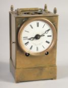 A SMALL 18TH CENTURY FRENCH BRASS CLOCK by LEON CLEMENT BOURGEOIS, a MOREZ DURA, striking on a