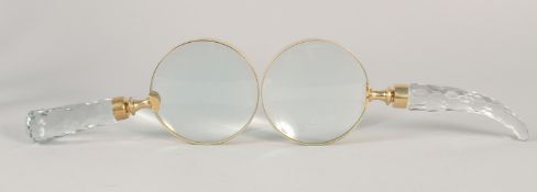 TWO MAGNIFYING GLASSES with cut glass handles.