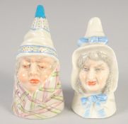 LATE 19TH CENTURY PAIR OF CANDLE SNUFFERS of Mr & Mrs Caudle.