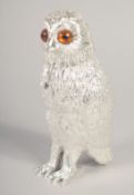 A SILVER PLATED OWL SUGAR SHIFTER. 6ins high.