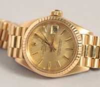 A SUPERB 18K YELLOW GOLD ROLEX OYSTER PERPETUAL DATE JUST WRISTWATCH 64gms gross weight.
