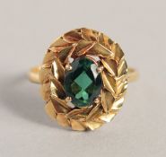 AN 18CT GOLD TOURMALINE RING.