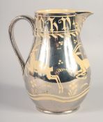 A 1926 SILVER LUSTRE ANTELOPE JUG. 7.5ins high.