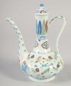 A CHINESE DOUCAI PORCELAIN LIDDED EWER painted with chickens. 21.5cm high.