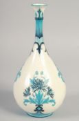 A LATE 19TH CENTURY HADLEY'S WORCESTER FAIENCE ART NOUVEAU STYLE VASE with two tone blue decoration,