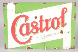 A CASTROL ENAMEL SIGN. 7.75 X 11.5ins.
